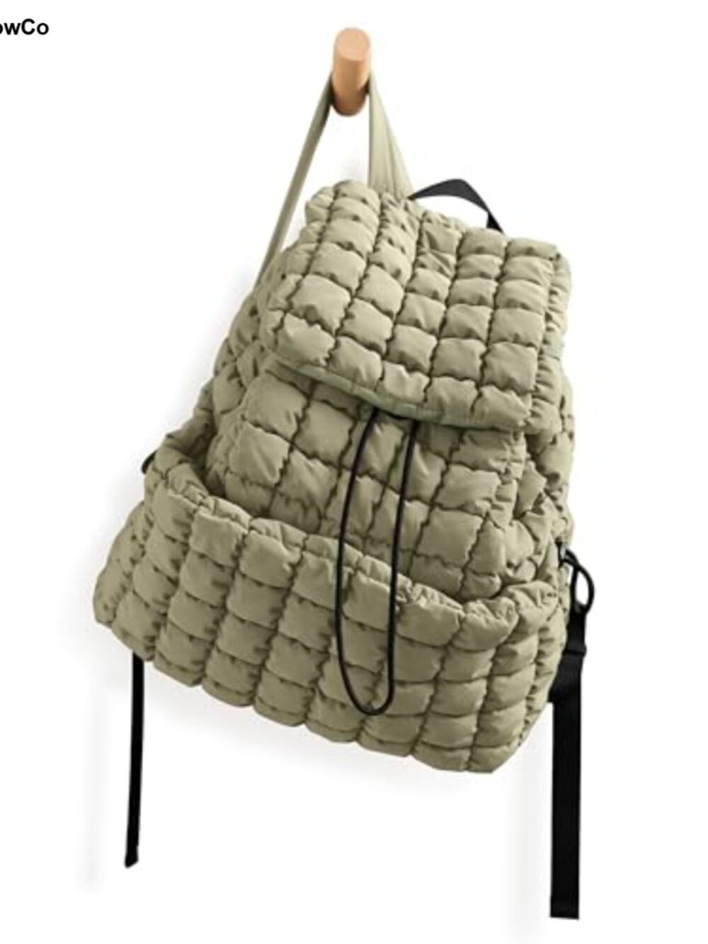 Quilted Puffer Backpack Lightweight Travel Daypack Drawstring Gym Bag for Women